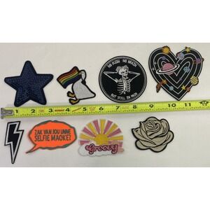 Unbranded Iron On Patch Lot 8pc Multicolor OS EXCELLENT Retro Space Pride Goth